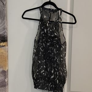 Black & Gray Work Blouse - SHEER